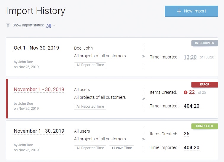 Import history
